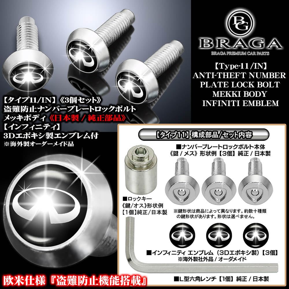 Amazon | ブラガ製 日産車互換品 盗難防止 ナンバープレート